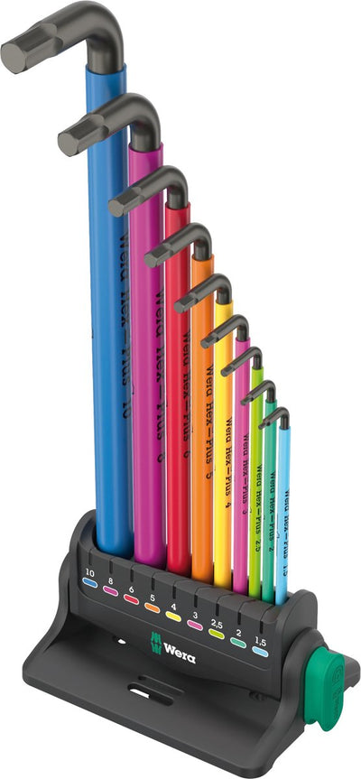 Wera 950 9 hex-plus multicolour 3 stiftsleutelset, metrisch, blacklaser, 9-delig - 05133165001