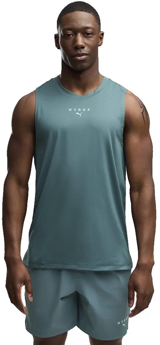 Puma x hyrox cloudspun mouwloos t-shirt blauw,grijs l man