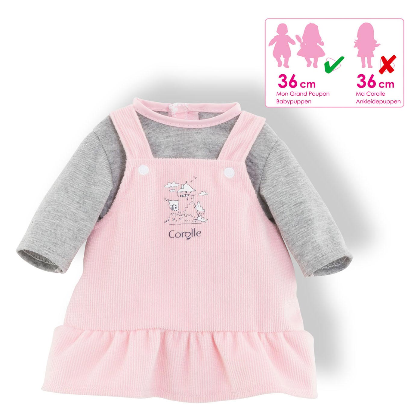 Corolle mon grand poupon - poppenjurk met shirt, 36cm