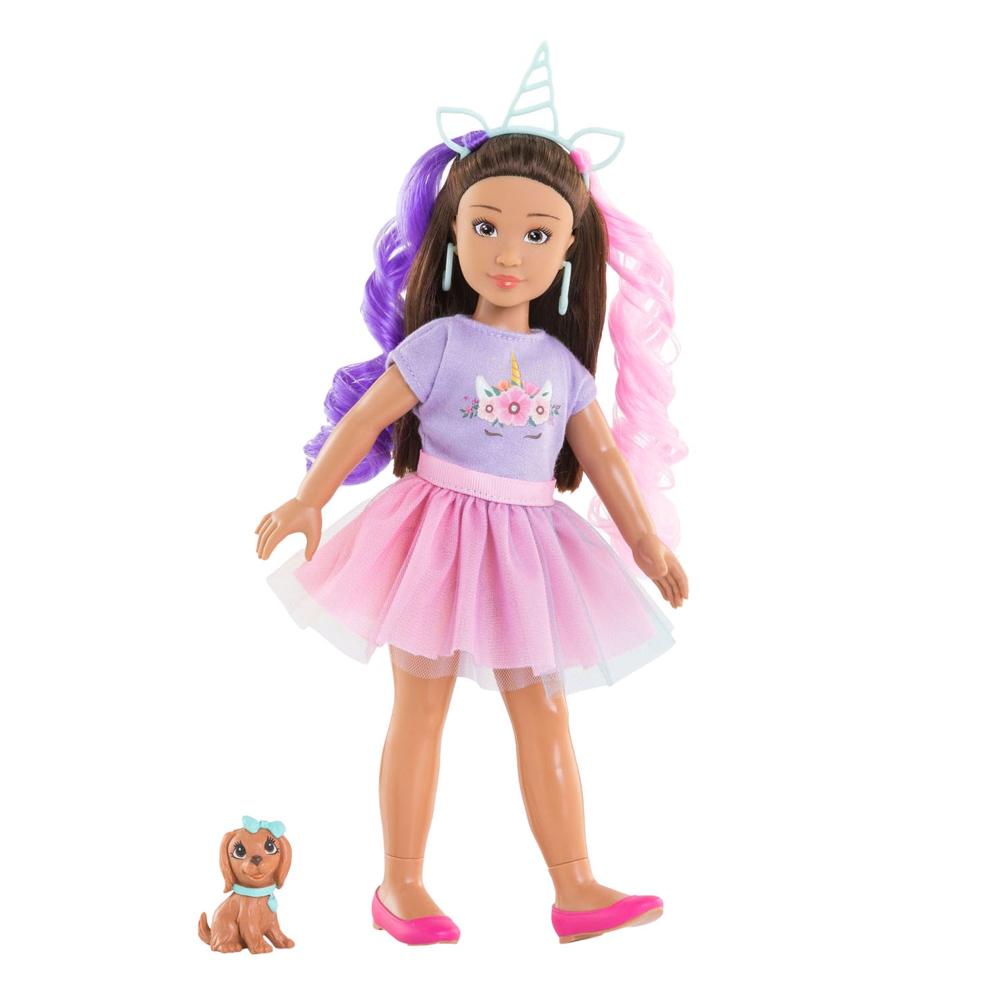 Corolle modepop luna eenhoorn met accessoires en hond - 28 cm.