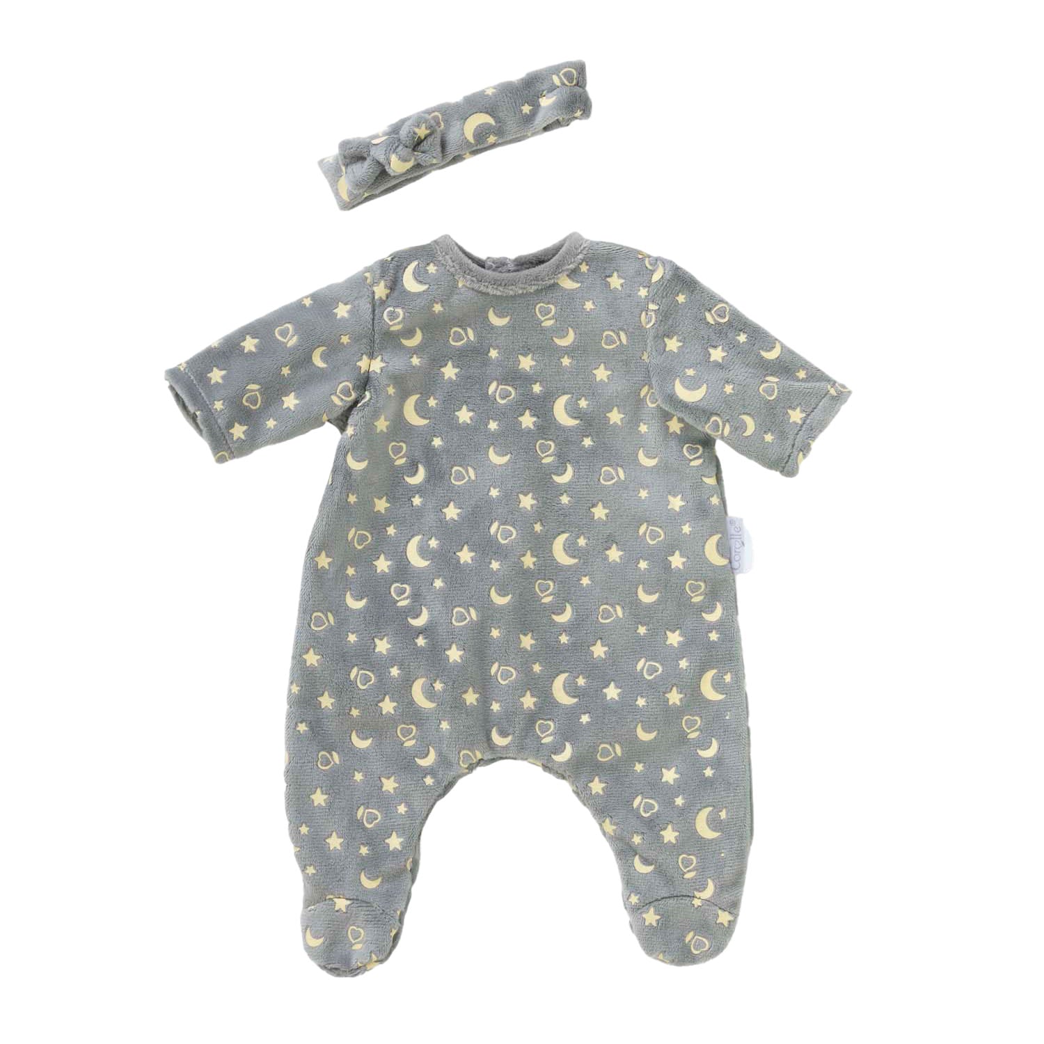 Corolle poppen pyjama glitter in het donker en haarband, 36cm
