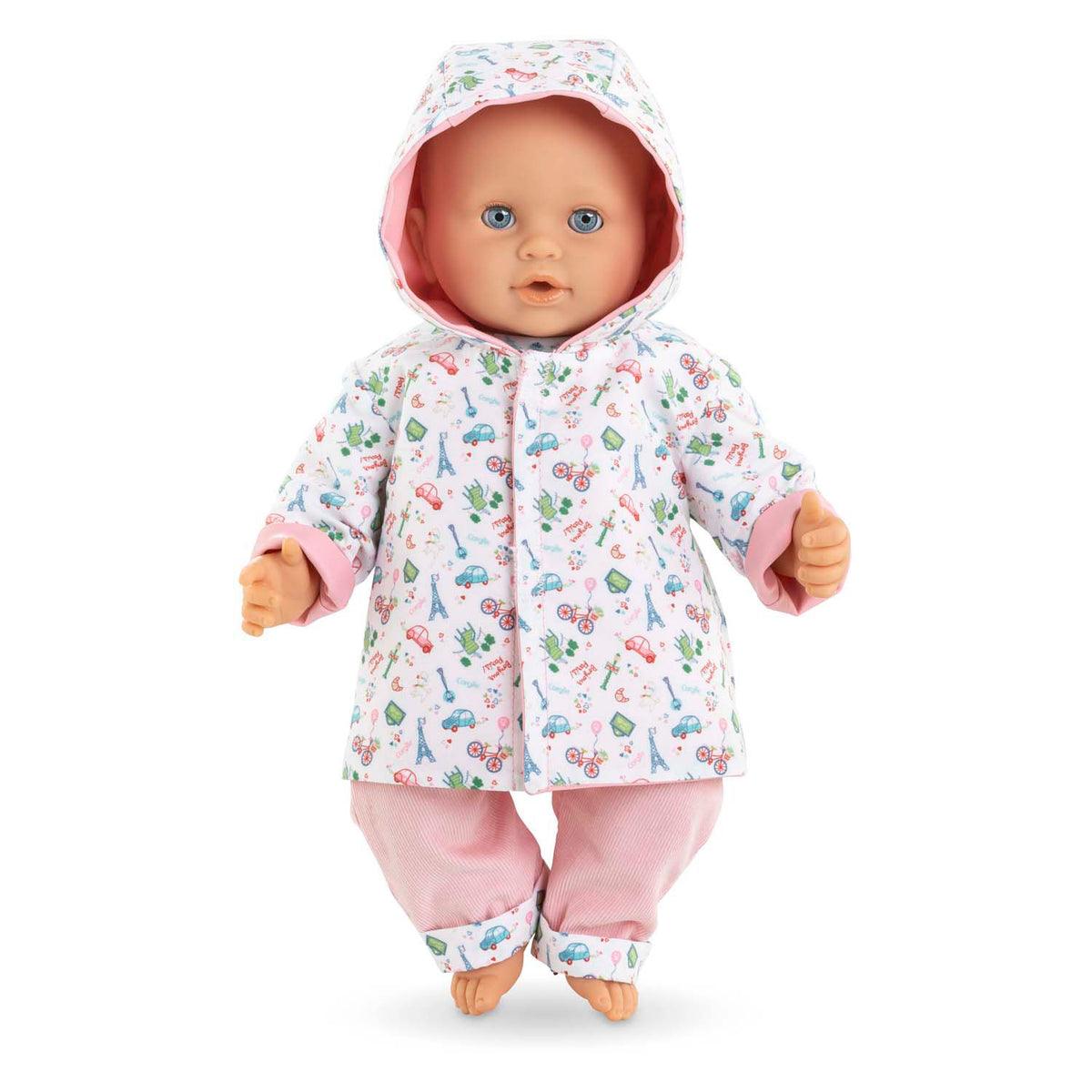 Corolle omkeerbare regenjas voor babypop, 36cm