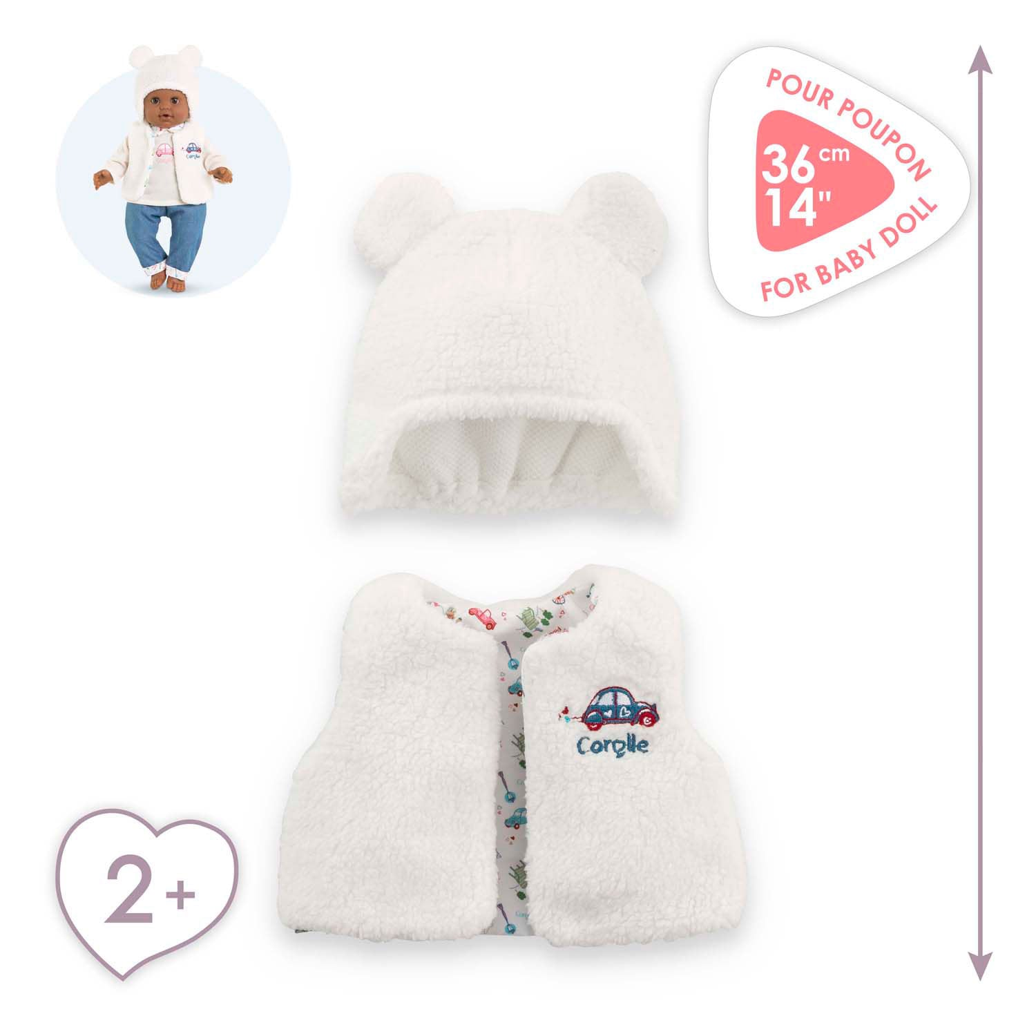 Corolle winterset babypop 36cm - poppenkleding wit polyester.
