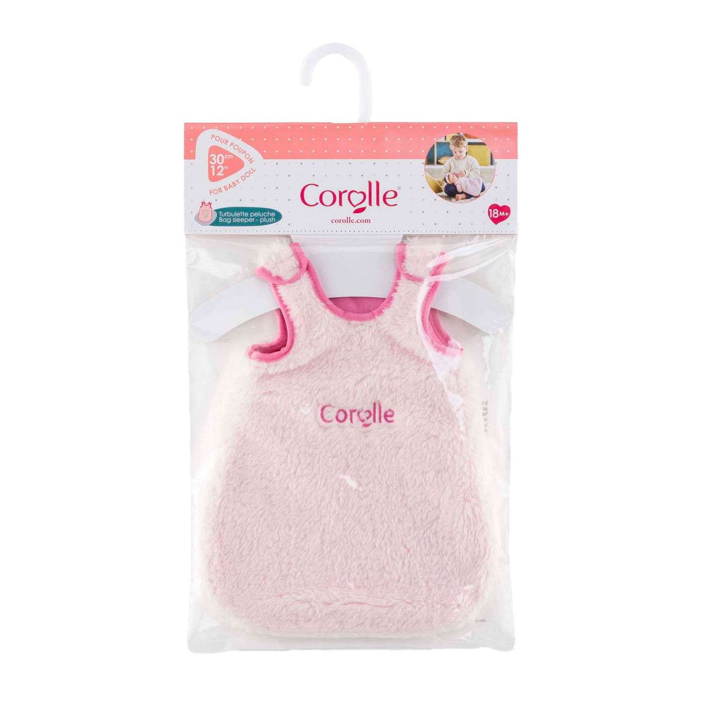 Corolle pluche slaapzak poppen roze 30cm - accessoire voor poppen.