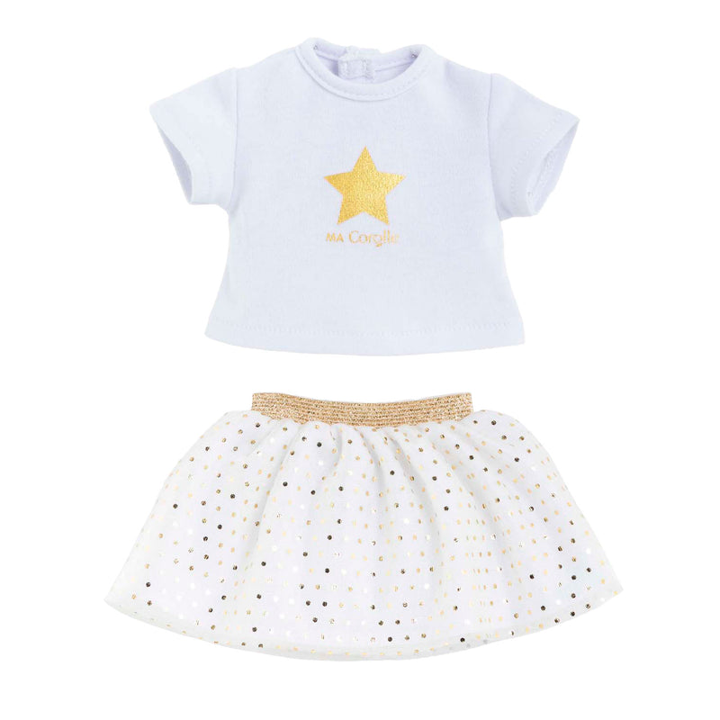 Corolle topje en rok set voor poppen van 36cm - ivoor goud