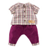 Corolle geruit shirt met broek kleine ontdekker - 30cm