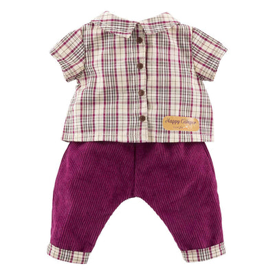 Corolle geruit shirt met broek kleine ontdekker - 30cm