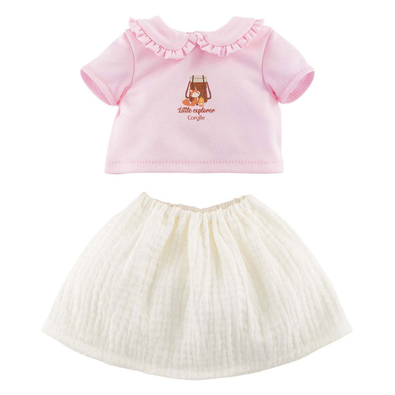 Corolle poppenoutfit t-shirt en jurkje kleine ontdekker 30cm dieren. m