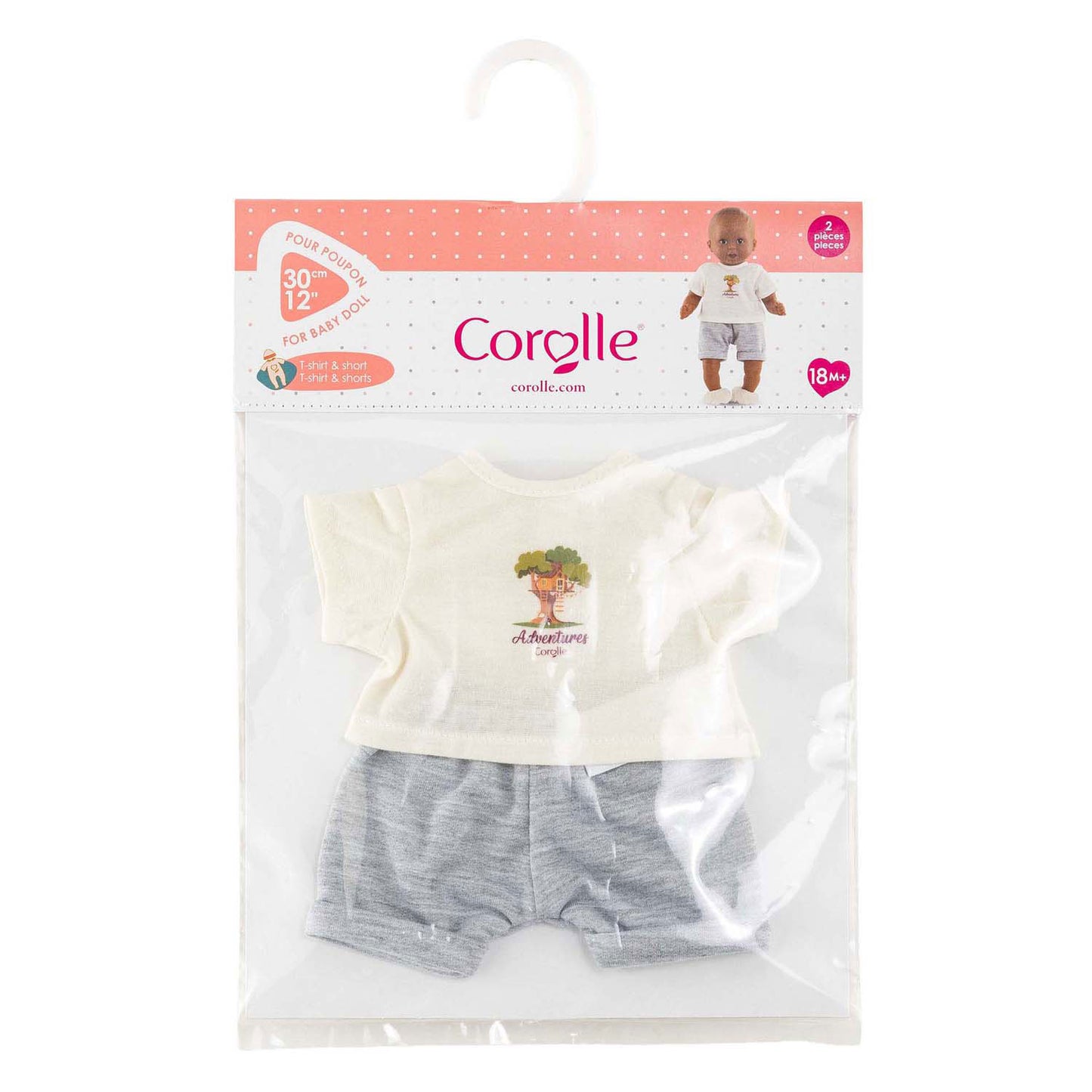 Corolle t-shirt met korte broek kleine ontdekker - 30cm
