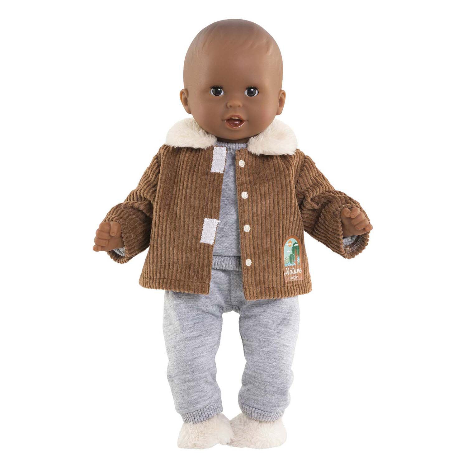 Corolle poppenjasje velours kleine ontdekker 30cm bruin fleece.