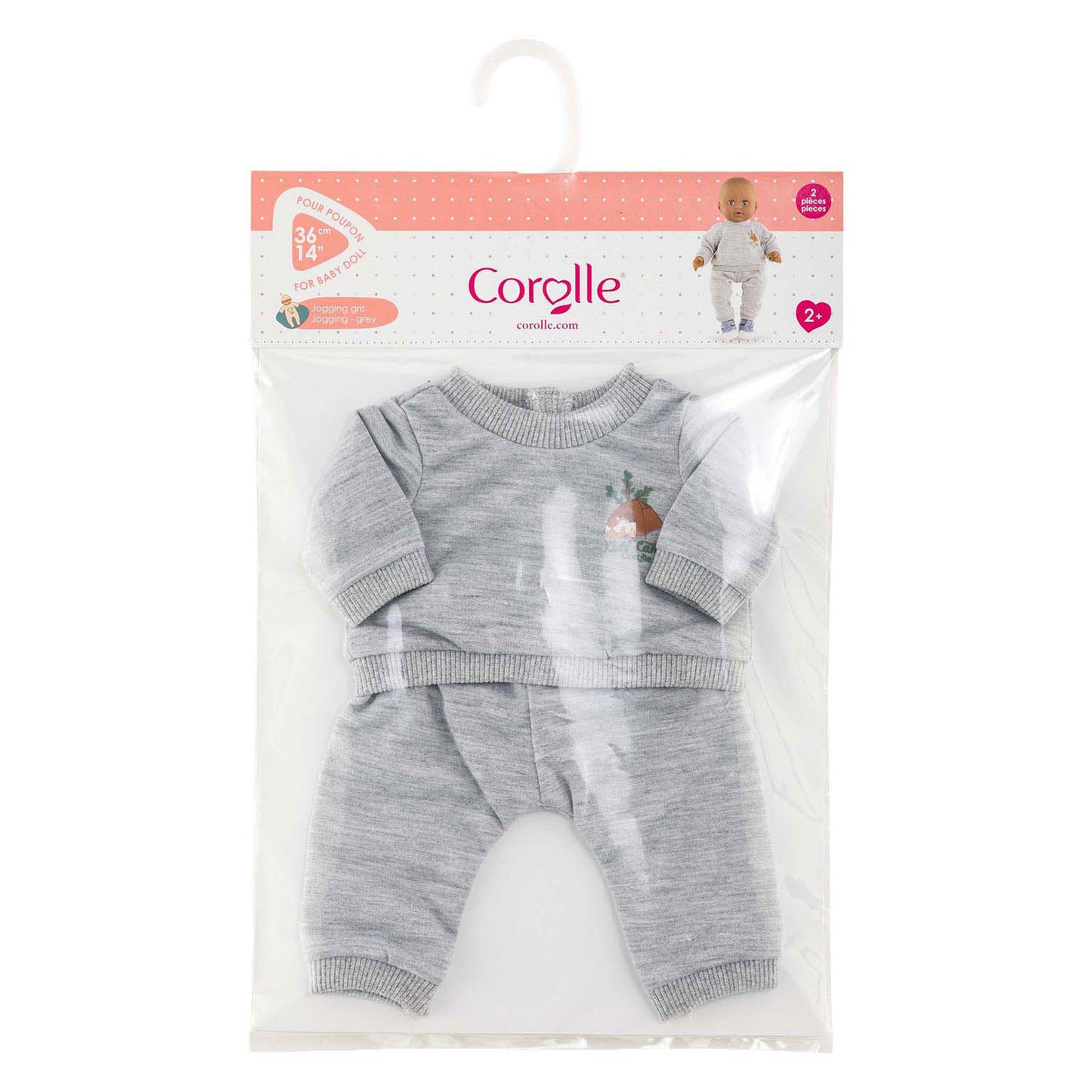 Corolle poppenkostuum joggingpak grijs 36cm - zachte poppenkleding.