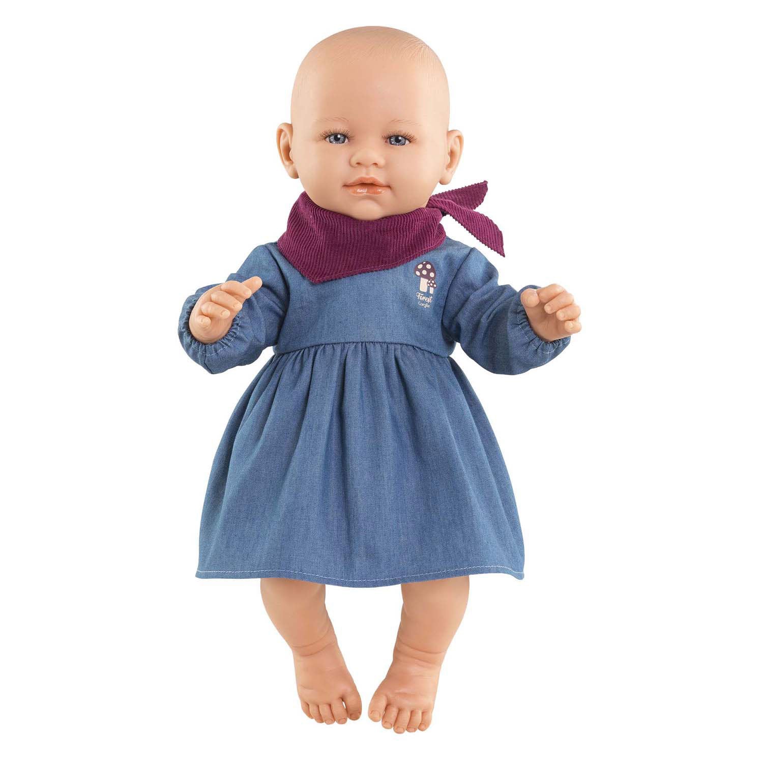 Corolle poppenjurk jeans met sjaal voor babypop 42cm - poppenkleding.