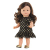 Corolle ma zwarte popppenjurk met gouden stippen - 36cm