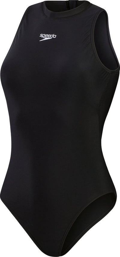 Speedo enduraflex hydrasuit dames sportbadpak - badpak dames met hoge bedekking - zwempak dames met borstvoering - sportbadpak dames met ritssluiting - zwart - 40