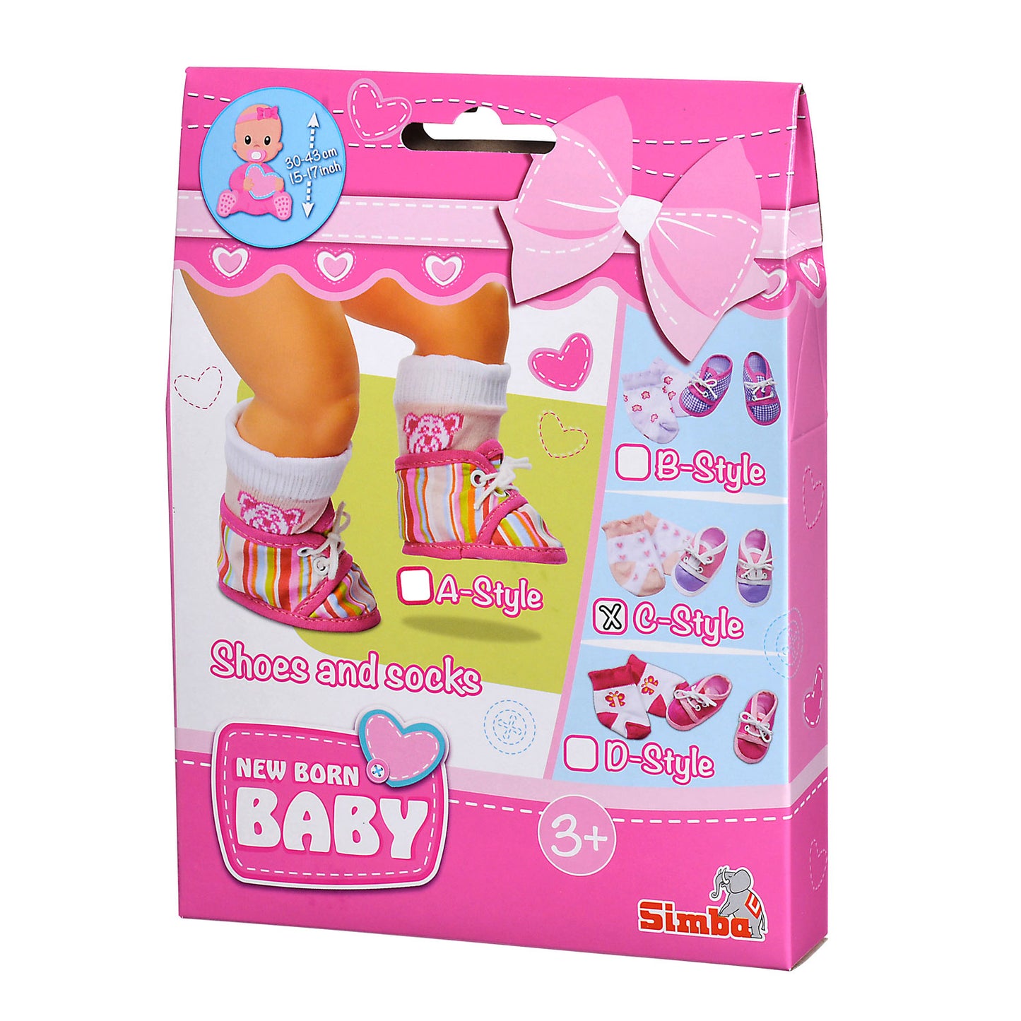 New born baby born baby sokken paars-roze schoentjes