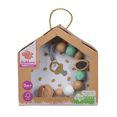 Eichhorn houten fopspeenketting baby multi kleuren sensorisch speelgoed.