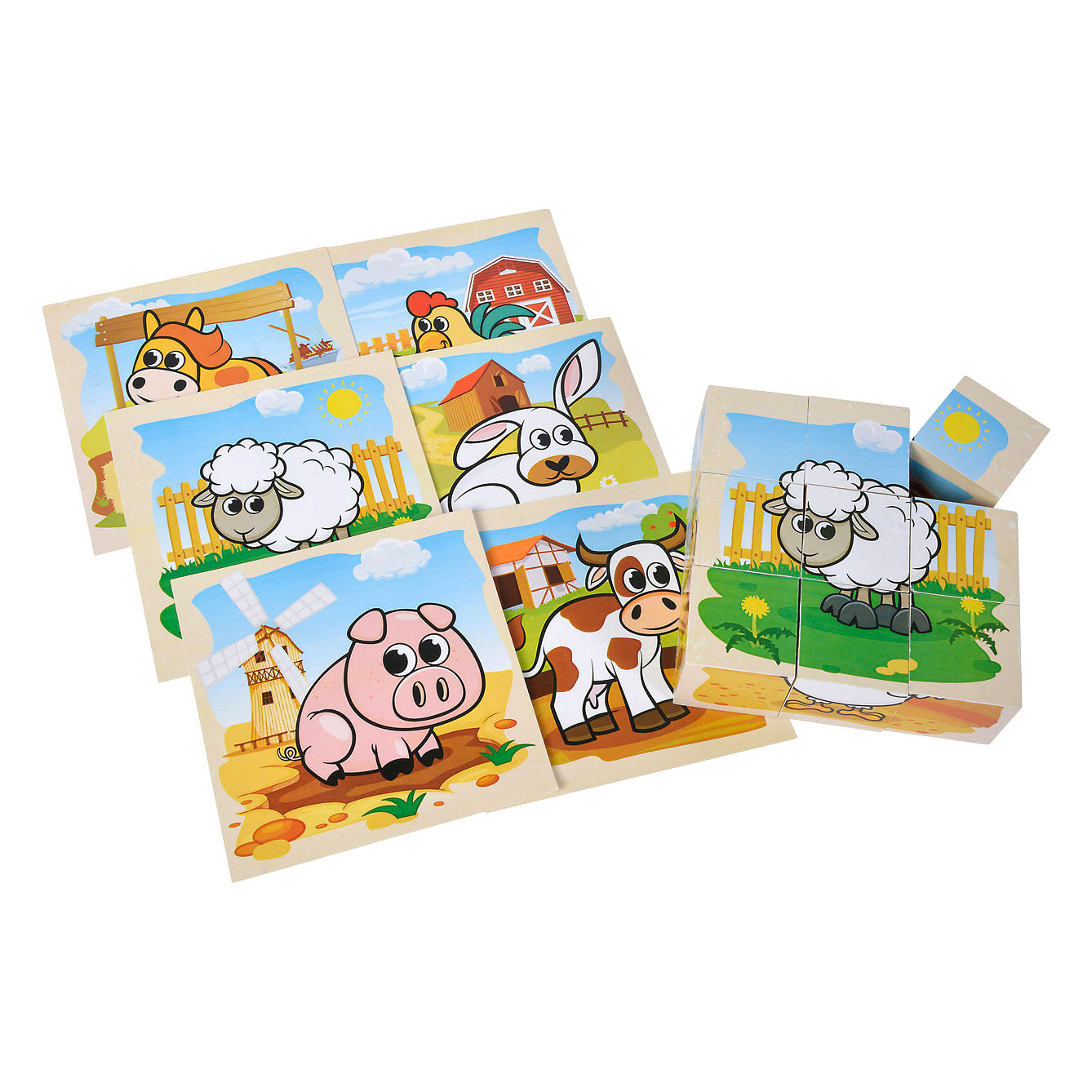 Eichhorn houten blokpuzzel boerderij fsc gecertificeerd speelgoed.