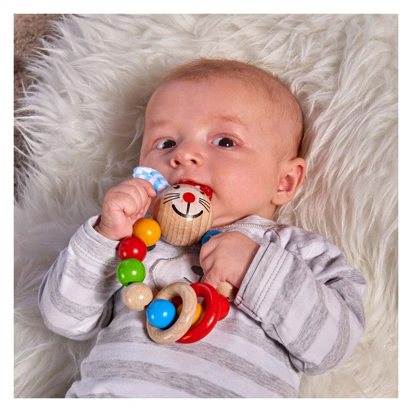 Eichhorn baby houten bijtring konijn