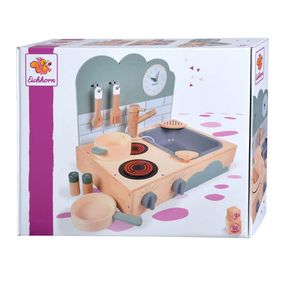 Eichhorn houten speelkeuken - compacte meeneemkeuken voor kinderen.