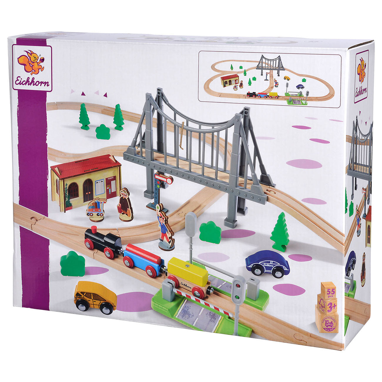 Eichhorn treinbaan met brug speelset, 55dlg.
