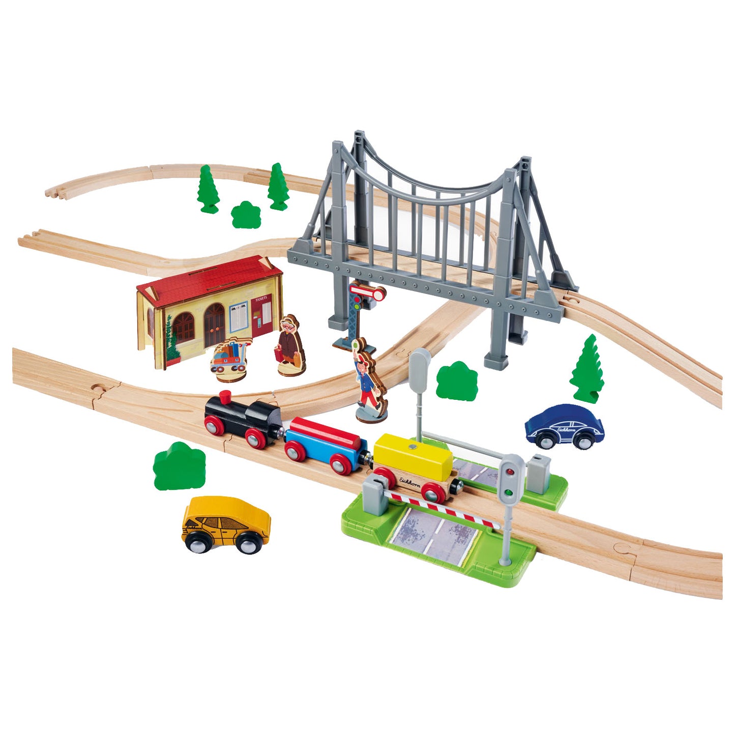 Eichhorn treinbaan met brug speelset, 55dlg.