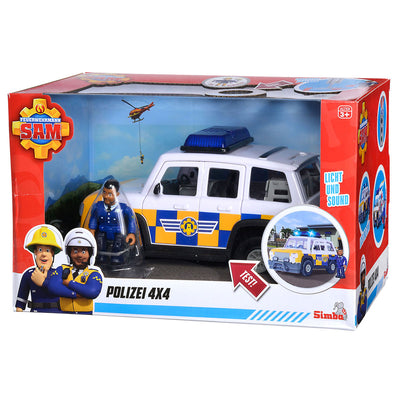 Simba brandweerman sam politieauto speelgoed met speelfiguur malcolm.
