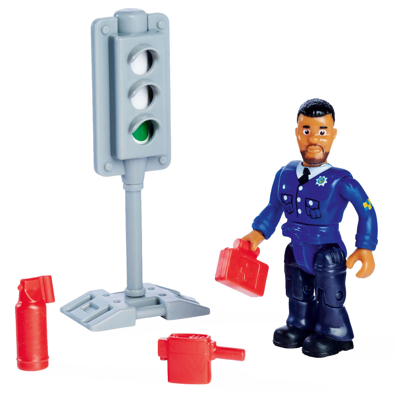 Simba brandweerman sam politieauto speelgoed met speelfiguur malcolm.