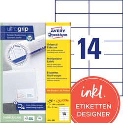 Multifunctionele etiketten avery wit 3080 stuks