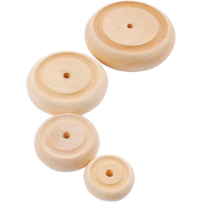 Creativ company wielen van hout - kleine houten wielen - diy houten wieltjes met gat en afgeronde randen - diameter 24+30+42+50 mm - 4x40 stuks