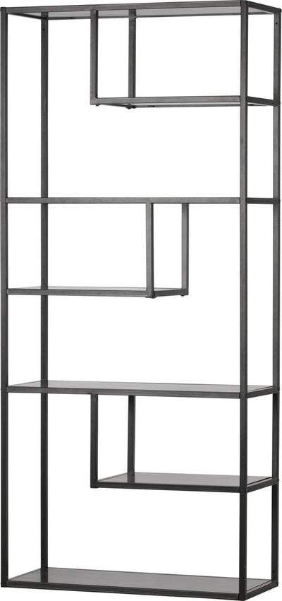 Woood teun vakkenkast - metaal - zwart - 188x85x35