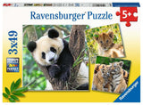 Ravensburger puzzel panda, tijger en leeuw, 3x49st. - afbeelding 1