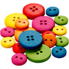 Creotime houten knopen, d: 12-20 mm, kleuren assorti, 2-4 gaten, 360 assorti