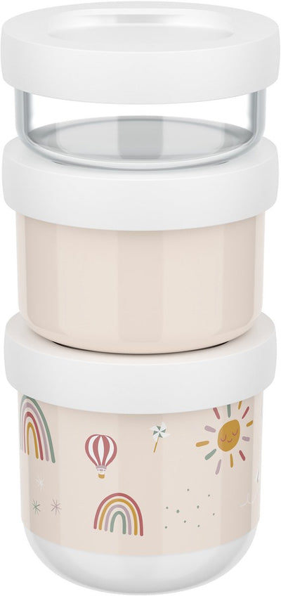 Mepal mio snackbox stack 3-delig - 550 ml - stapel zo veel als je nodig hebt - magnetron- en vaatwasmachinebestendig - sunshine rainbow