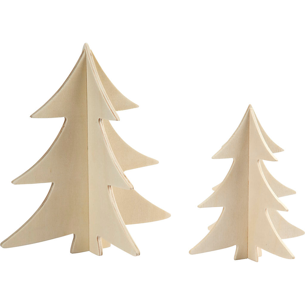 Creativ company versier je 3d houten kerstbomen, 2st.