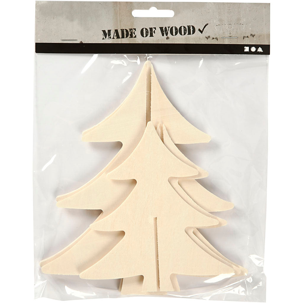Creativ company versier je 3d houten kerstbomen, 2st.