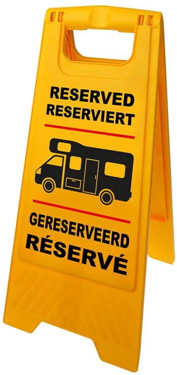 Proplus markeerbord gereserveerd 58 cm – voor camperplaats en camping – opvouwbaar waarschuwingsbord – geel