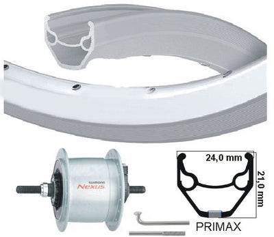 Kgs voorwiel 28 inch (622) naafdynamo rb 6v 3 w velg zilver