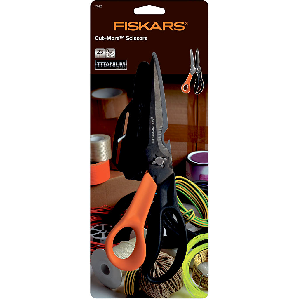 Fiskars cuts more multifunctionele schaar - met beschermhoes - 23 cm