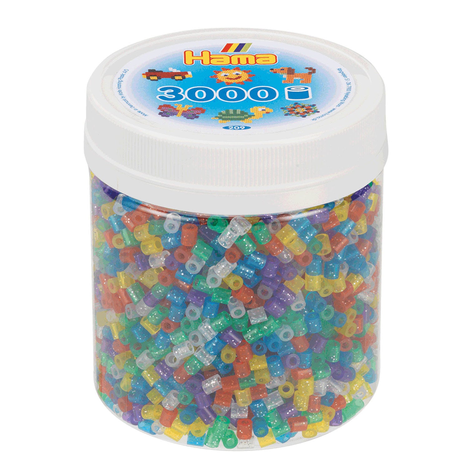 Hama midi strijkkralen in potje - glittermix (54), 3000st.