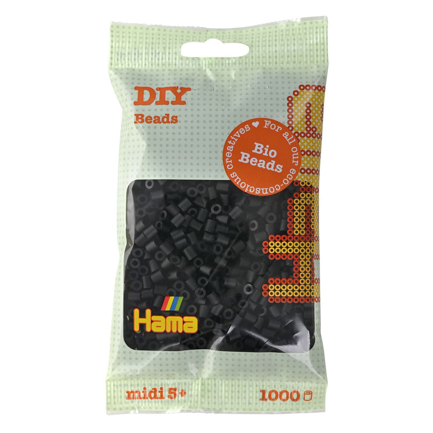 Hama midi bio strijkkralen - zwart (018), 1000st.