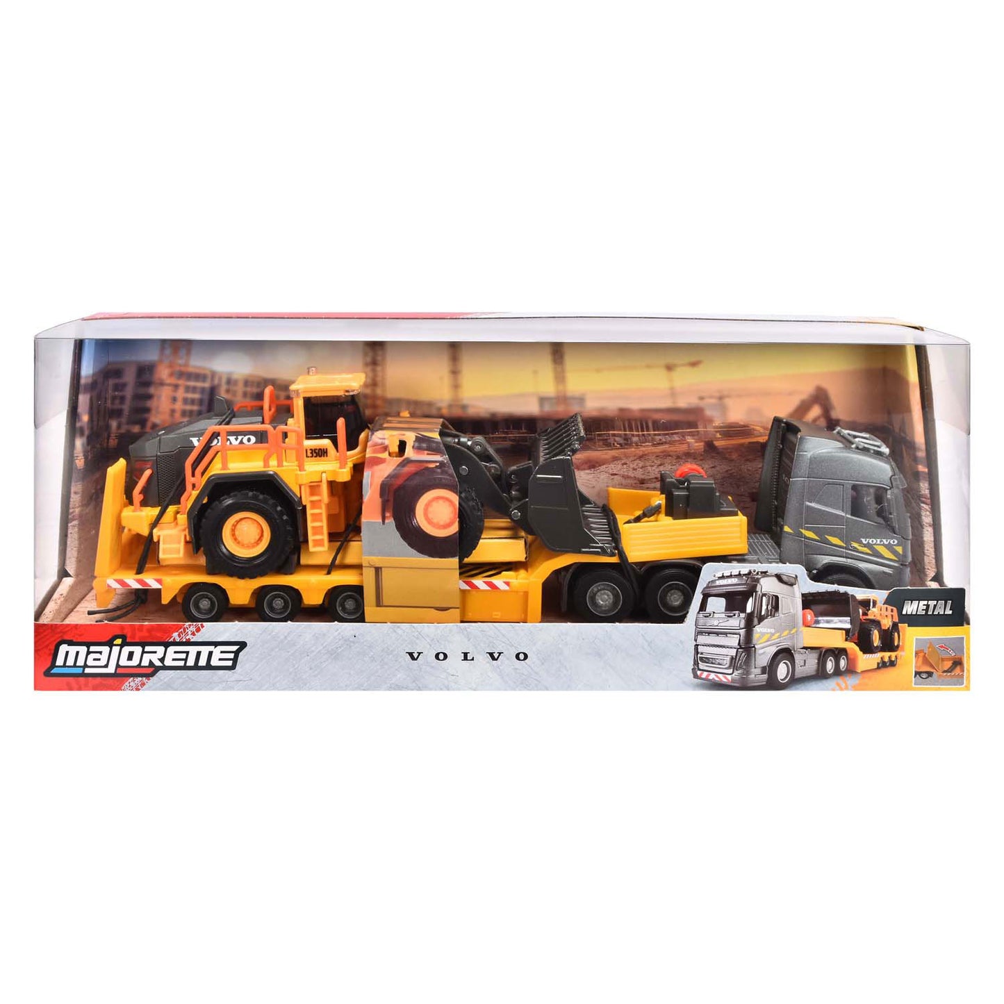 Majorette volvo fh16 truck met oplegger en wiellader