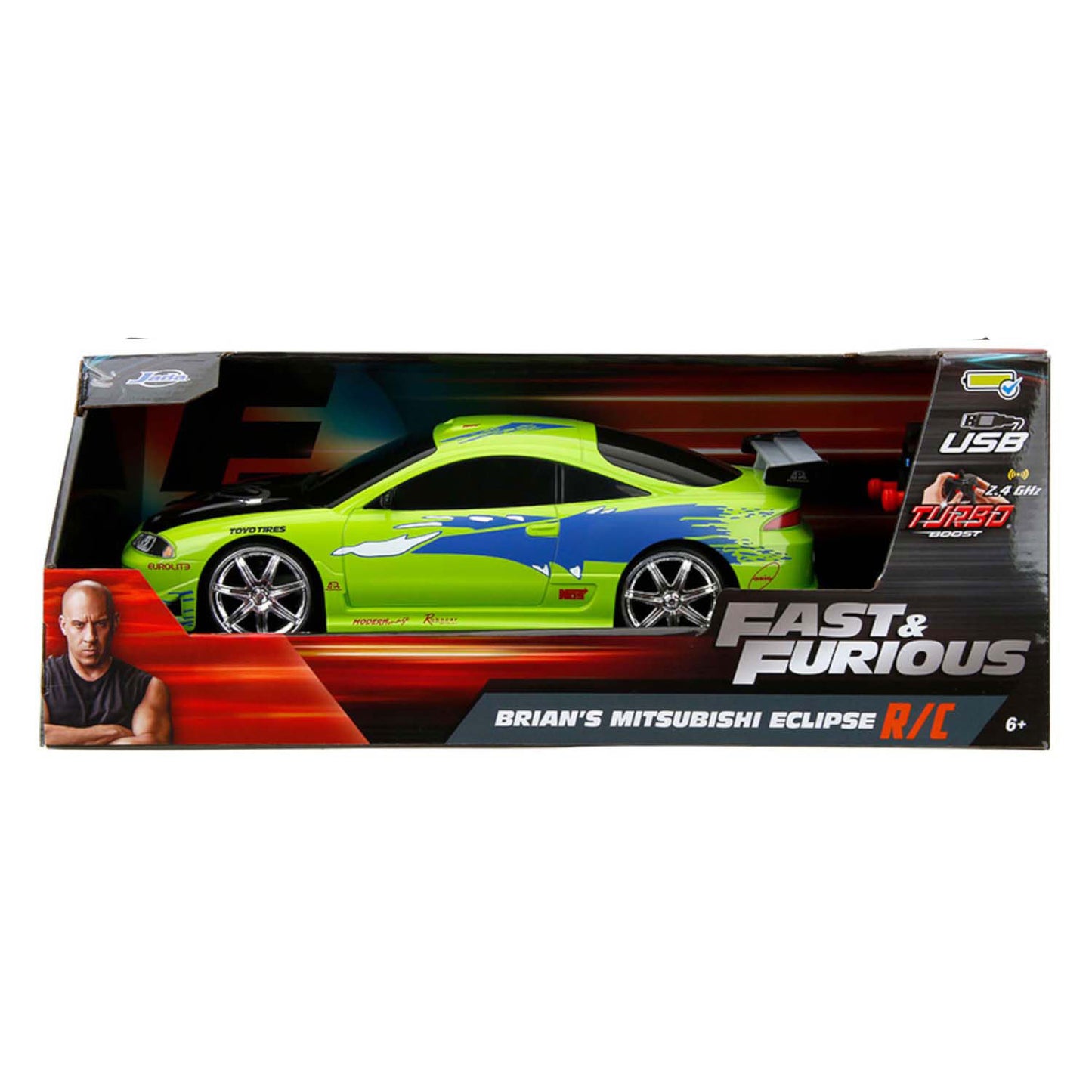 Jada toys - rc auto fast furious 1995 mitsubishi 1:16 - miniatuurvoertuig - op afstand bestuurbare auto - radiografische auto