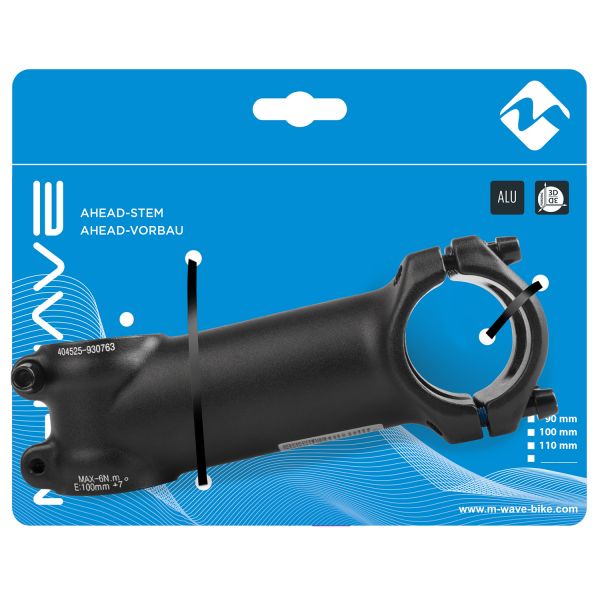 M-wave a-head stuurpen zoom 28,6 100 31,8 mm - zwart