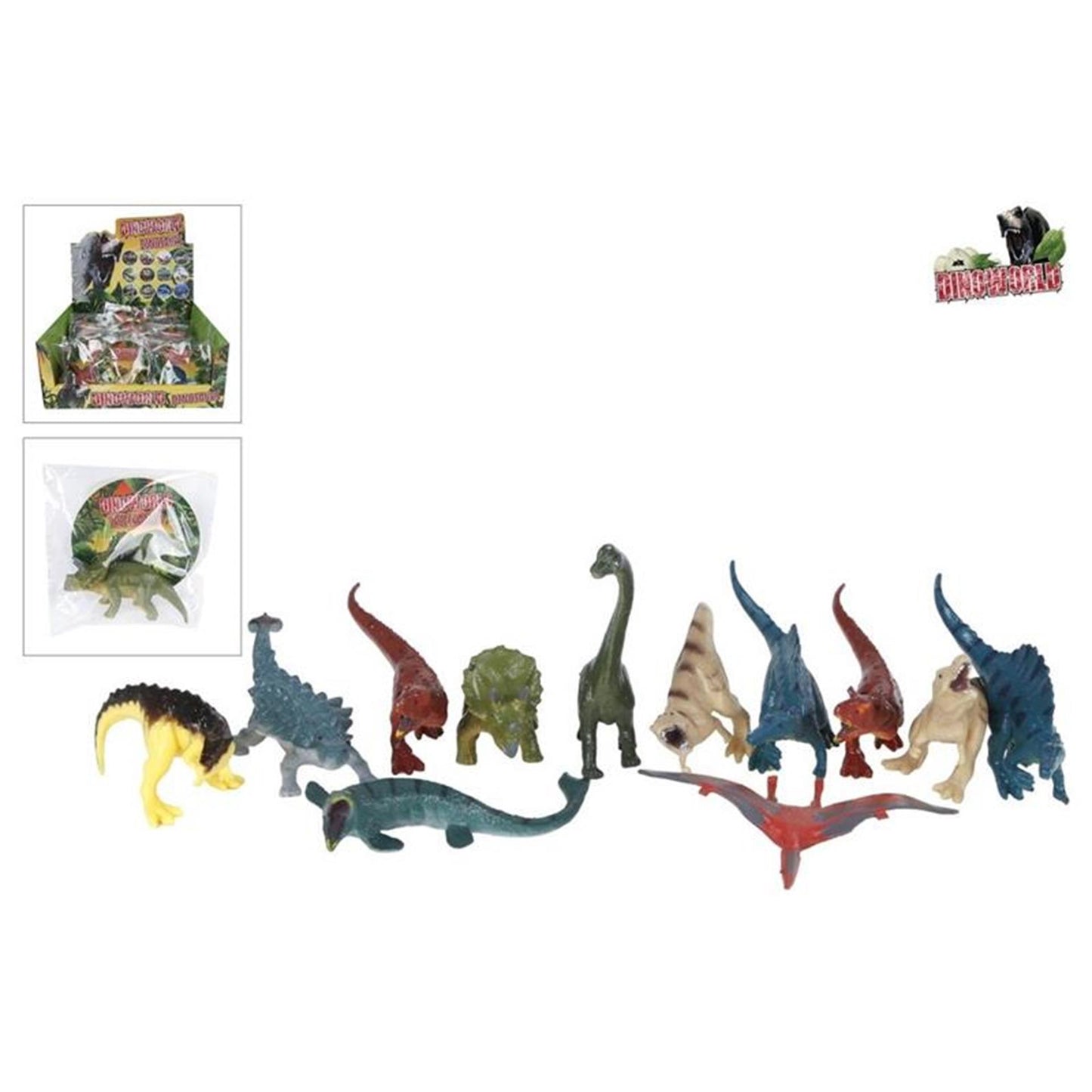 Dinoworld dinosaurus figuurtje 8cm verkrijgbaar in 12 verschillende soorten.