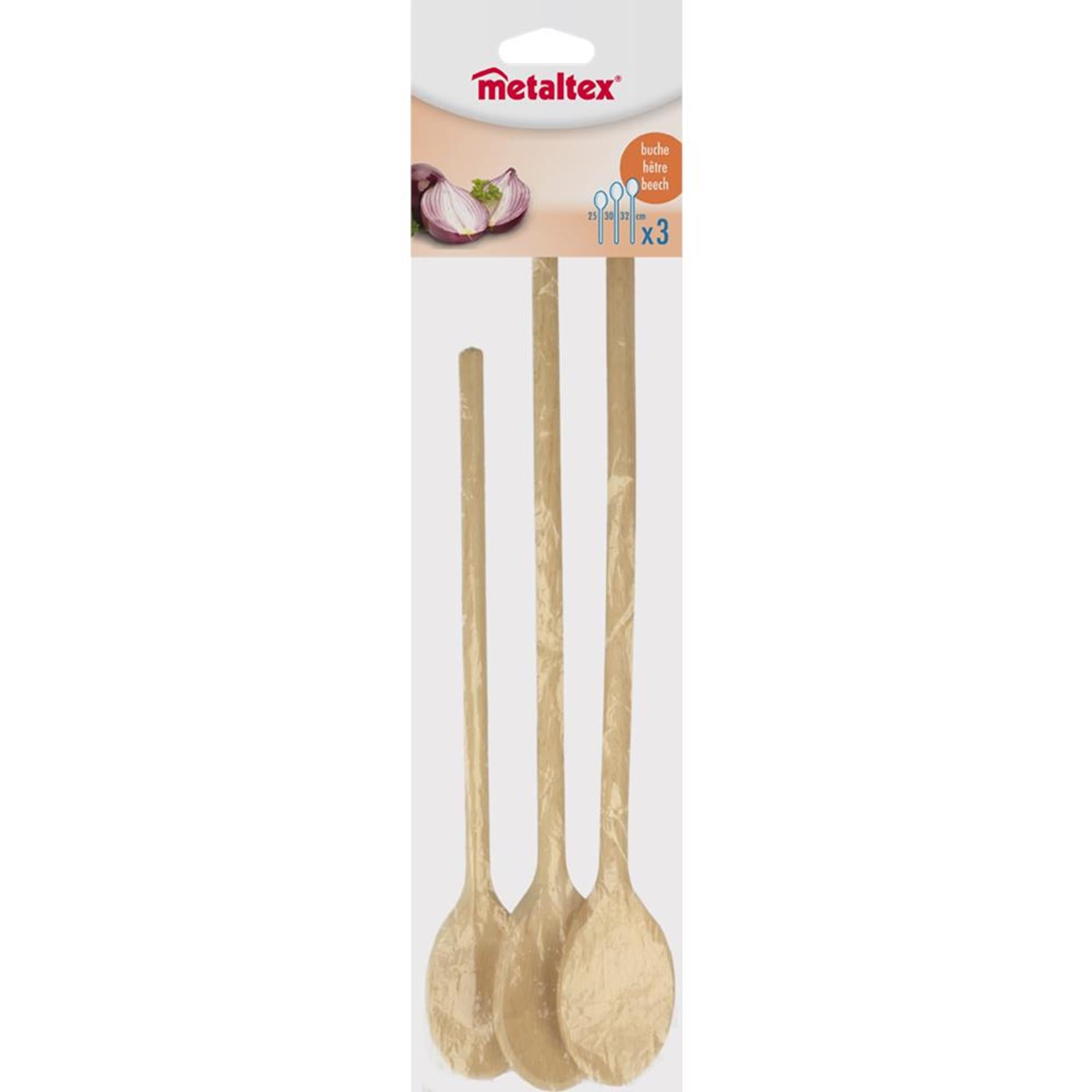 Metaltex beukenhouten pollepelset 3-delig 25 30 32 cm