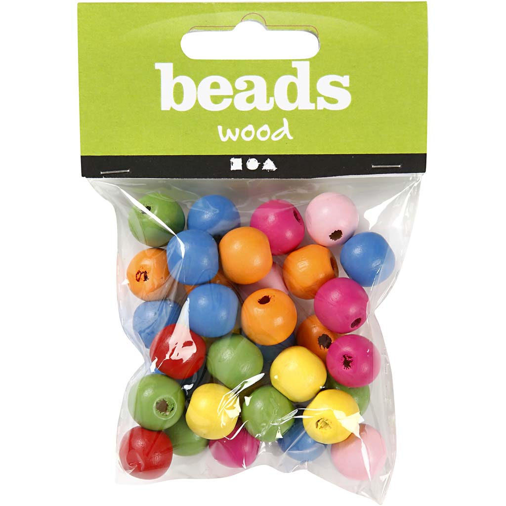 Creativ company houten kralen mix 12mm, 40st.