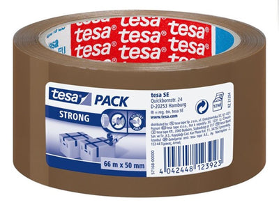 Tesa verpakkingstape dozenplakband 66mx50mm bruin pak a 6 rol