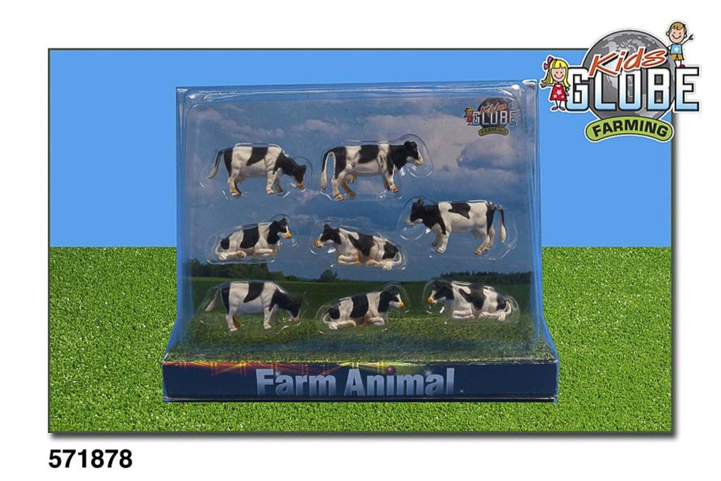 Kids globe koe 1:87 zwart wit ligend en staand