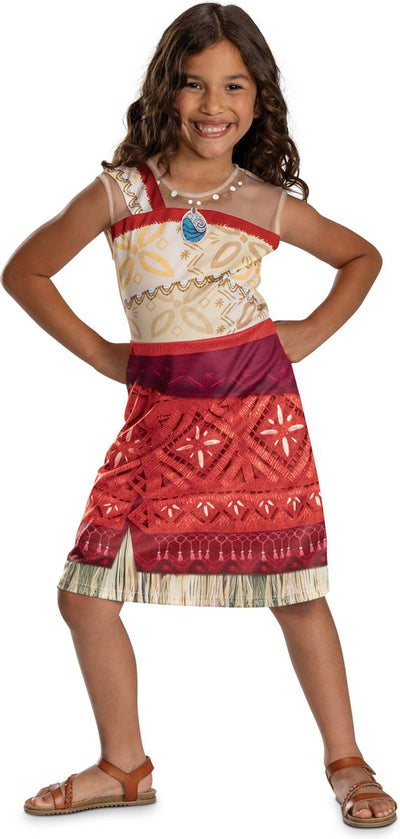 Disguise disney - moana 2, kostuum moana vaiana basic plus jurk, maat s (5 - 6 jaar)
