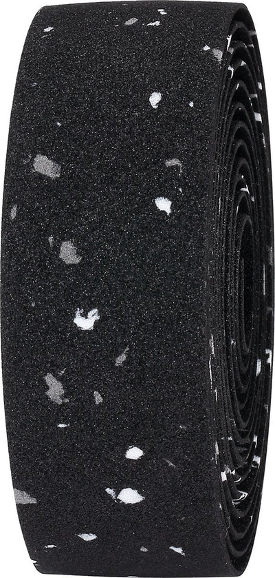 Bbb cycling stuurlint racefiets - zelfklevend stuurtape met stretch materiaal - antislip - lengte: 200cm - dikte: 2mm - inclusief stuurdoppen - zwart gespikkeld eco - raceribbon bht-01eco